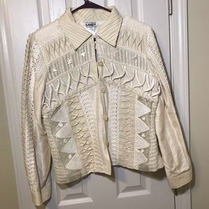 Sandy ivory embroidered silk jacket RARE size L